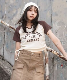 WEGO キーネックサイドレースアップちびT