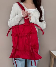 WEGO ドロストリボンギャザートート