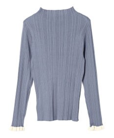 earth music&ecology 配色フリルニットプルオーバー