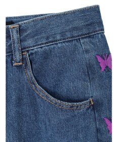 Green Parks ・Ｄｏｕｂｌｅ　Ｆｌａｇｓ　チョウチョ刺繍フレアデニム