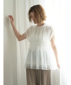 YECCA VECCA チュールギャザーブラウス