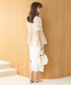 Feroux 【洗える】ペプラム ボウタイブラウス