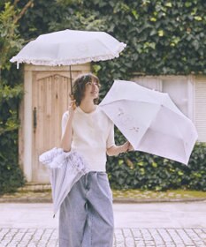 Maison de FLEUR 《晴雨兼用》遮光&UV CUT フリル折りたたみ傘