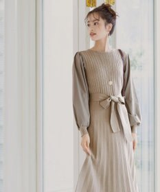 Tiaclasse 【洗える】パフ袖ニットコンビワンピース