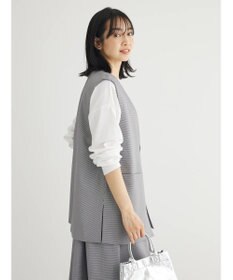 Green Parks きれいシルエット千鳥柄ジレ