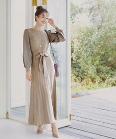 Tiaclasse 【洗える】パフ袖ニットコンビワンピース