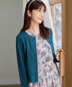 Tiaclasse 【小倉優子さん着用・洗える・接触冷感・汗ジミ防止】“サマさまカットソー”フレームボタンカーディガン