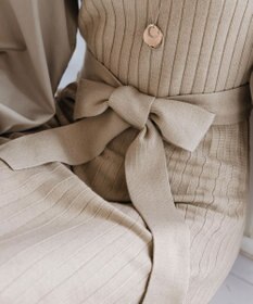 Tiaclasse 【洗える】パフ袖ニットコンビワンピース