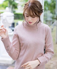 Tiaclasse 【洗える】もっちり柔らかいリブタートルプルオーバーニット