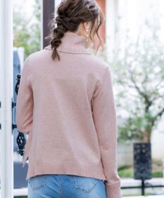 Tiaclasse 【洗える】もっちり柔らかいリブタートルプルオーバーニット