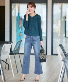 Tiaclasse 【小倉優子さん着用・洗える・接触冷感・汗ジミ防止】“サマさまカットソー”フレームボタンカーディガン