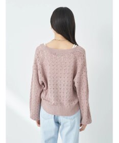 earth music&ecology 透かし編みテープヤーンカーディガン