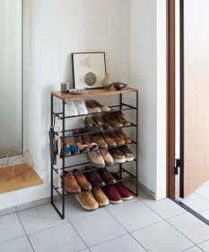 tower 天板付きシューズラック タワー 6段 ブラック