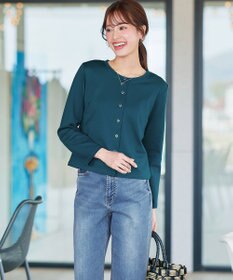 Tiaclasse 【小倉優子さん着用・洗える・接触冷感・汗ジミ防止】“サマさまカットソー”フレームボタンカーディガン