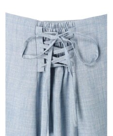 earth music&ecology アシメペプラムフレアバックレースミディ丈スカート