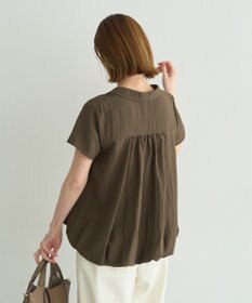 YECCA VECCA 刺繍カラーバルーンヘムブラウス