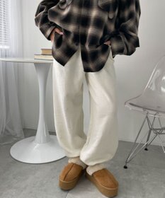 WEGO 【あったか/ウエストゴム】裏起毛スウェットジョガーパンツ