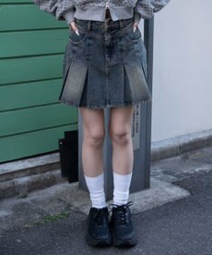 WEGO デニムプリーツミニスカート