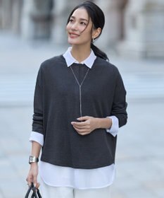 ICB リネンレーヨンハイゲージ プルオーバーニット チャコール