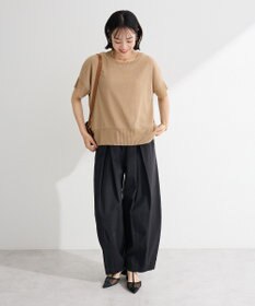 Green Parks シアーリブ切替楊柳プルオーバー