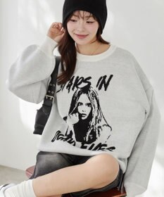 WEGO グラフィックBIGニットプルオーバー