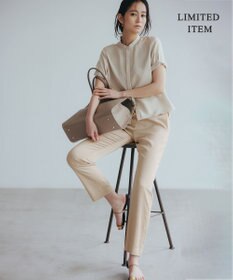 ICB L 【WEB限定・洗える】 シルキーツイル クロップドシャツ