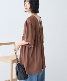 AMERICAN HOLIC 【先行予約】【WEB限定】主役級ラク映え：前後2WAY Vネックシャーリングチュニックブラウス