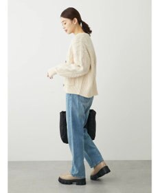 Green Parks ケーブル釦ニットカーディガン