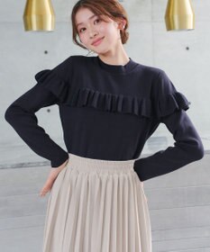 Tiaclasse L モックネックフリルニットトップス