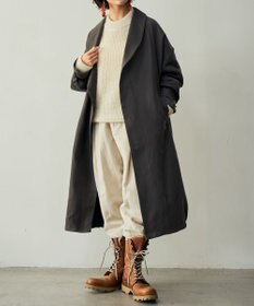 muuc 〈軽やかな尾州産リネンウール〉ショールカラーコート　ロングシーズン 秋冬春 ゆったりシルエット セットアップ可能