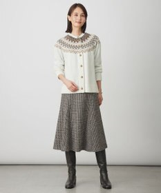 J.PRESS LADIES ウールシルク ハウンドトゥース フレア スカート