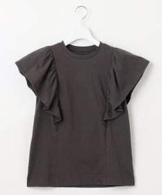 UNFILO L 【吸水速乾/マシンウォッシャブル】フリルスリーブ Tシャツ