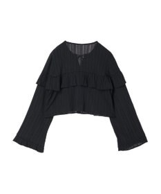 earth music&ecology フリル切替えショートブラウス