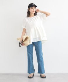 earth music&ecology 異素材バックプリーツチュニック