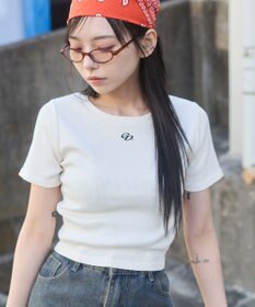 WEGO ヴィンテージウォッシュワンポイントリブT