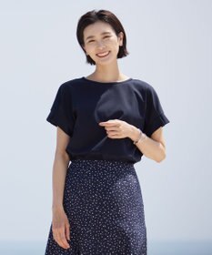 J.PRESS LADIES 【WEB限定カラーあり・接触冷感・UVケア】コンパクトコットンスムース タックスリーブ カットソー