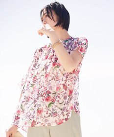 自由区 L 【カタログ掲載・洗える】マラケシュフラワープリント ブラウス