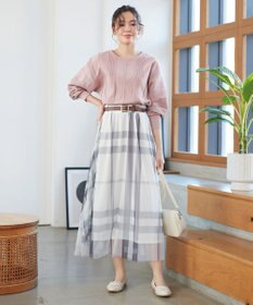 Tiaclasse L チュールレースチェックスカート