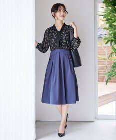 Tiaclasse 【洗える】花柄配色ボウタイブラウス