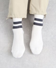 WHITE MAILS 【UNISEX】PAPER STRIPE SHORT ソックス