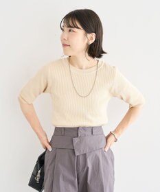 Green Parks 袖レイヤー５分袖ニットプルオーバー