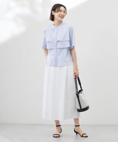 J.PRESS LADIES L 【洗える】ラミーポプリン ティアード ブラウス