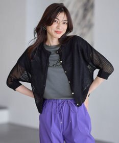 ANY L メッシュパターンニットカーディガン