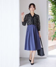 Tiaclasse 【洗える】花柄配色ボウタイブラウス