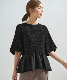 組曲 L シャーリングシフォン シアーペプラム ブラウス