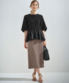 組曲 L シャーリングシフォン シアーペプラム ブラウス