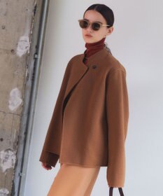 BEIGE， 【andGIRL 秋号掲載】LEMOORE / ウールリバースタンドカラーショートコート
