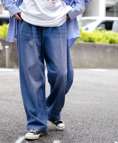 WEGO スケーターズ　タックワイドデニムパンツ
