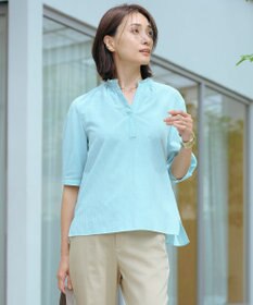 J.PRESS LADIES S 【洗える】SHEER ギンガム スキッパー ブラウス