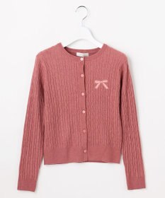 Feroux ケーブル編み×リボン刺繍 ニット カーディガン